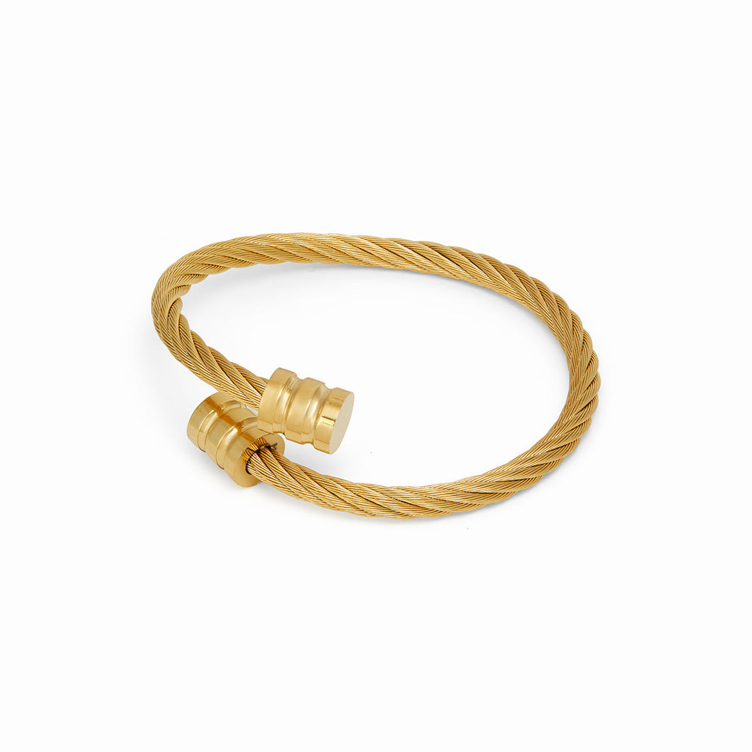 Mens Twister Bangle - Gold