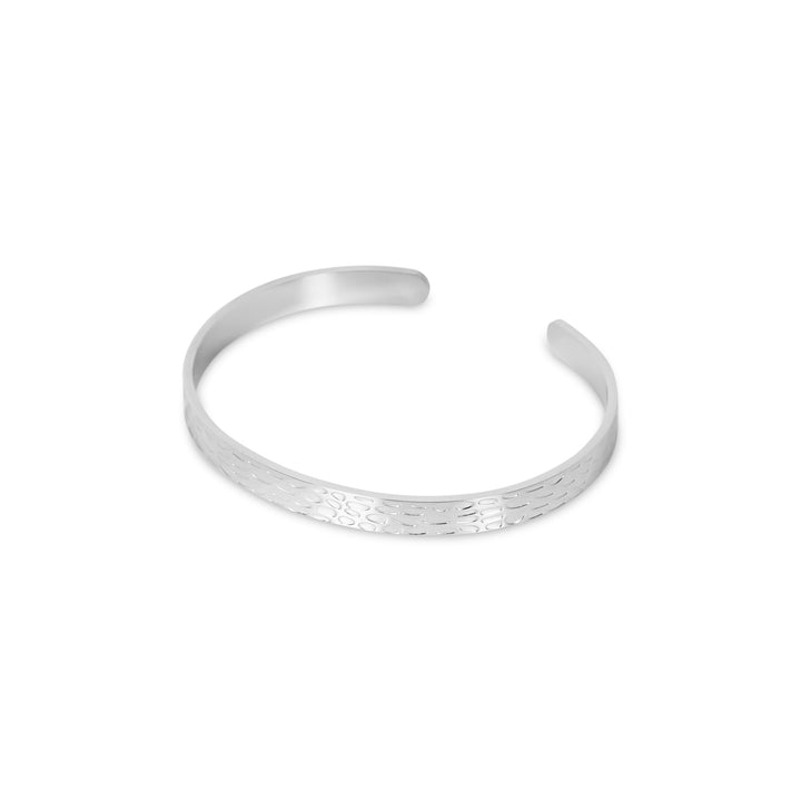 Textured Adjustable Cuff Bangle - Silver