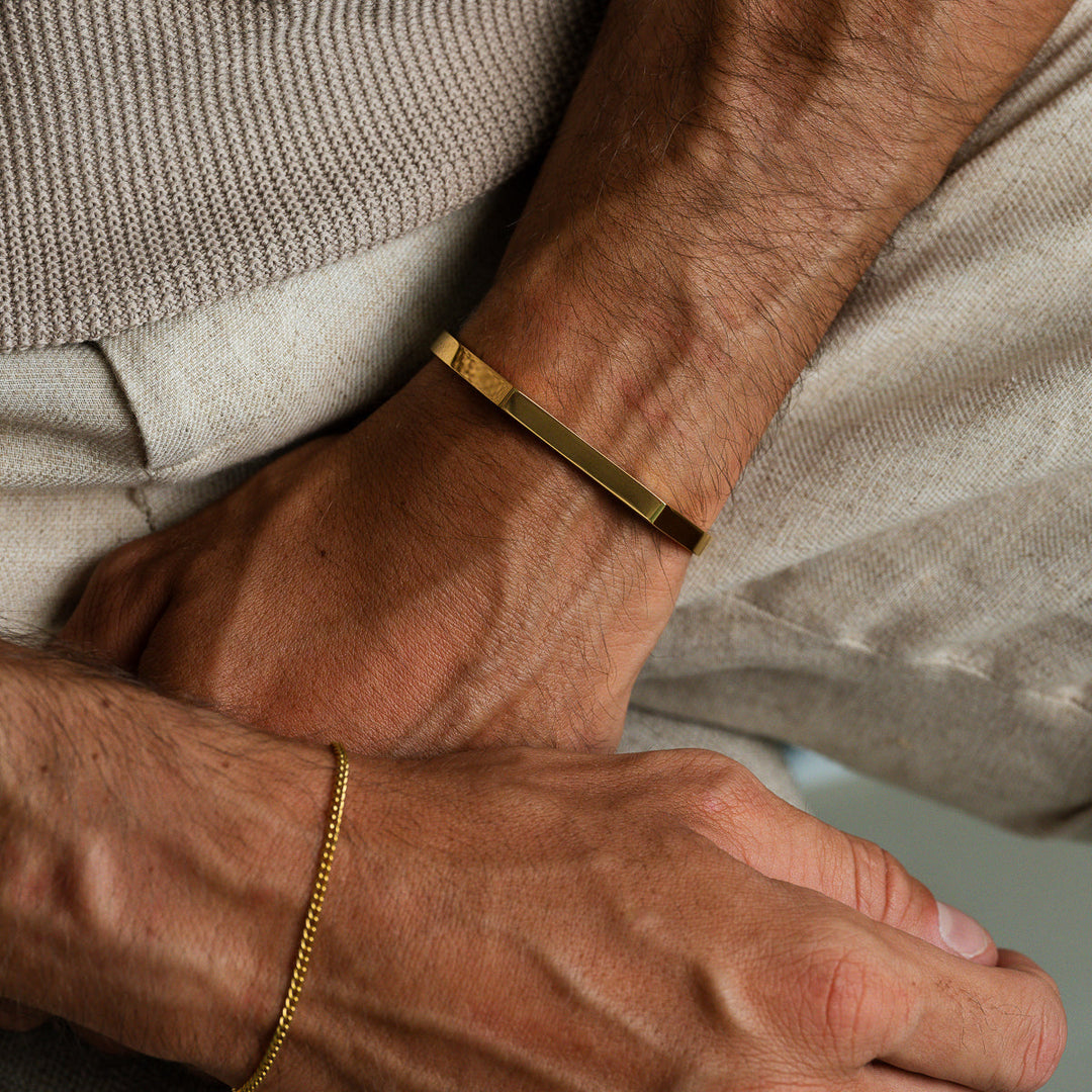 Adjustable Signet Cuff Bangle - Gold