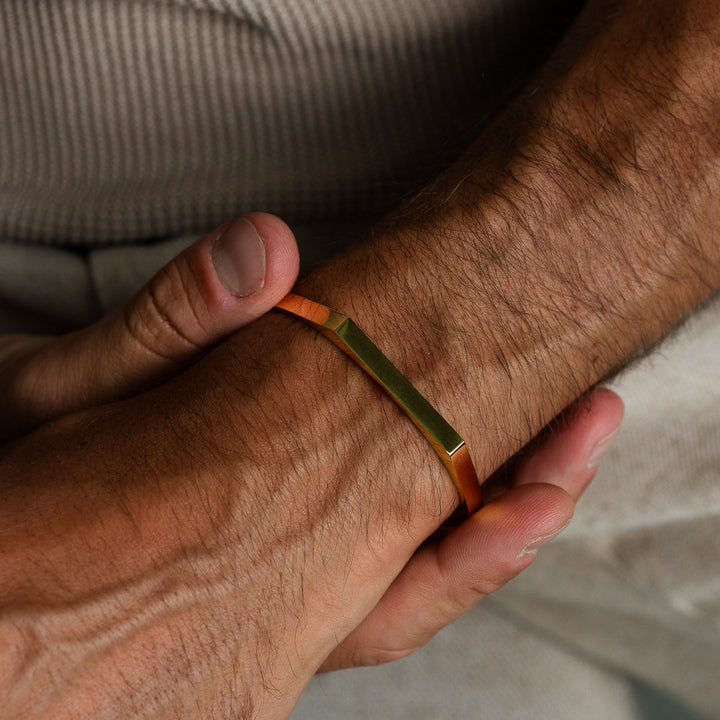 Adjustable Signet Cuff Bangle - Gold