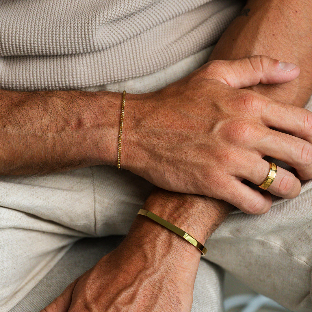 Adjustable Signet Cuff Bangle - Gold