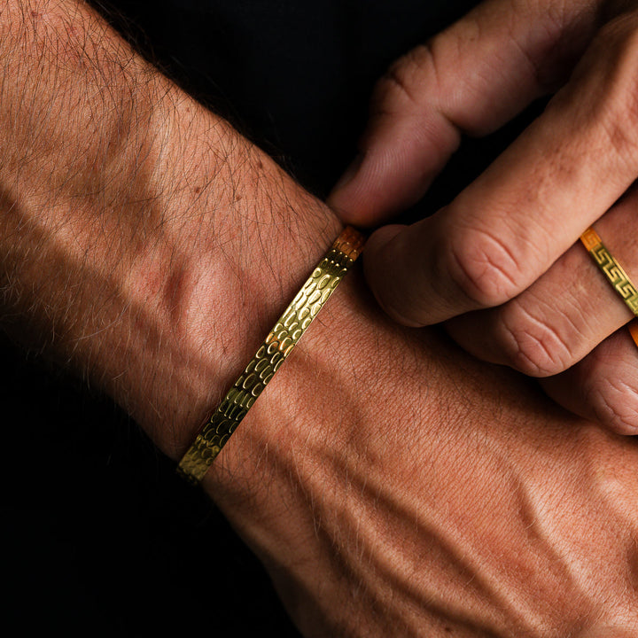 Textured Adjustable Cuff Bangle - Gold