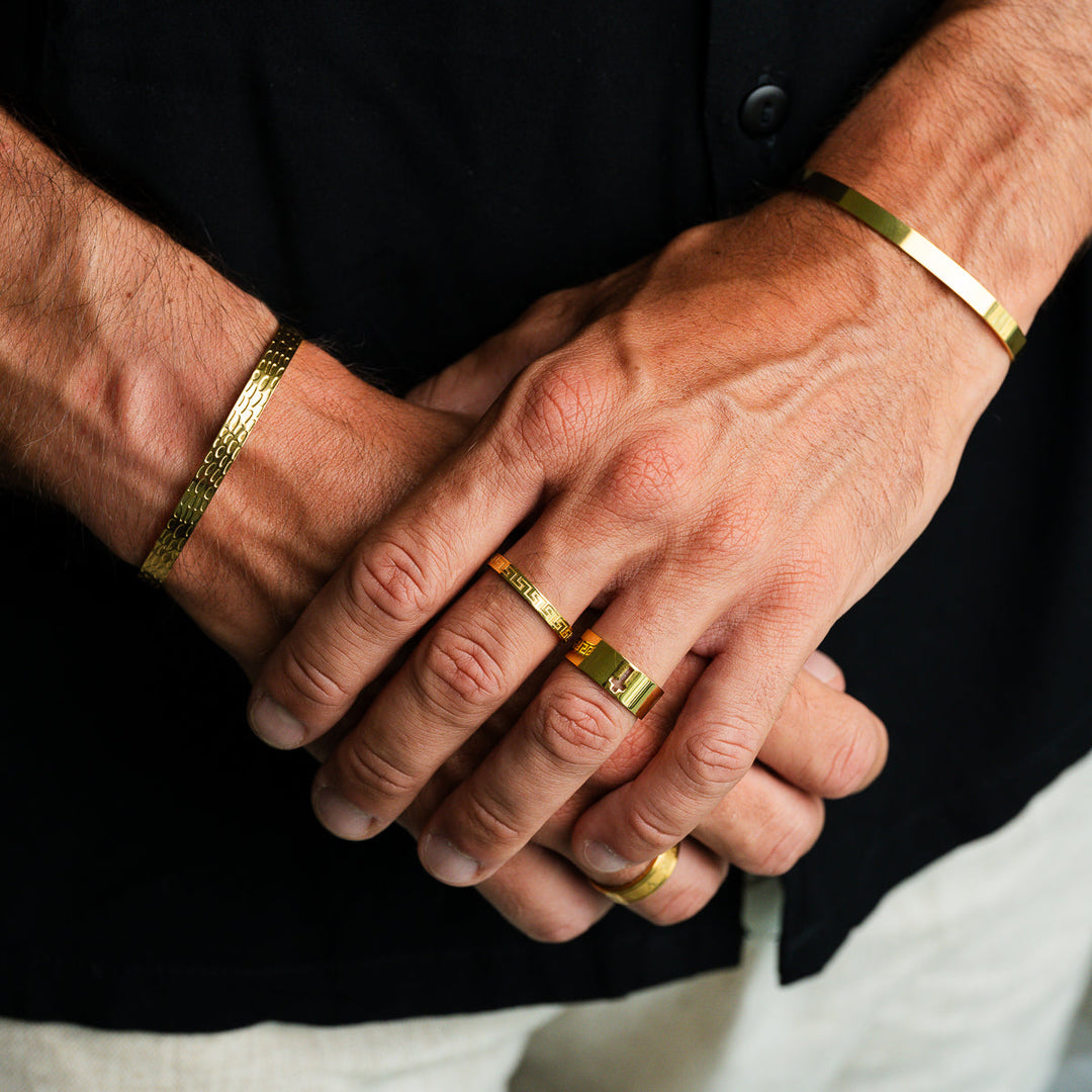 Textured Adjustable Cuff Bangle - Gold