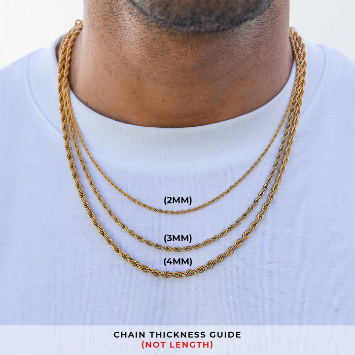 Rope Chain Necklace - 18K Gold Plated