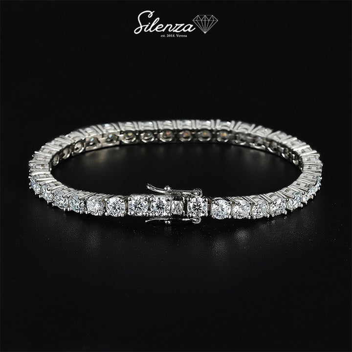 SILENZA™ - "CRYSTAL" Bracciale tennis Moissanite & Argento