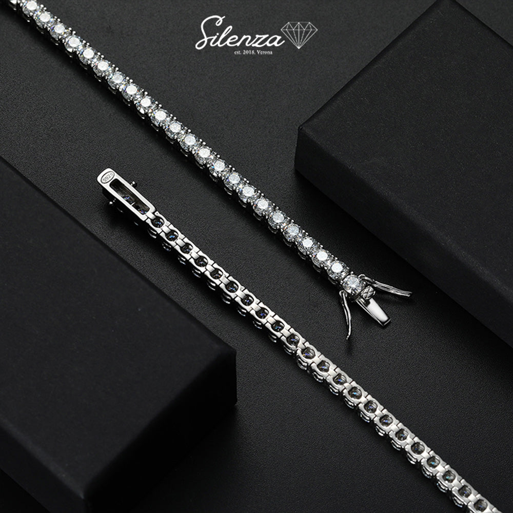 SILENZA™ - "CRYSTAL" Bracciale tennis Moissanite & Argento