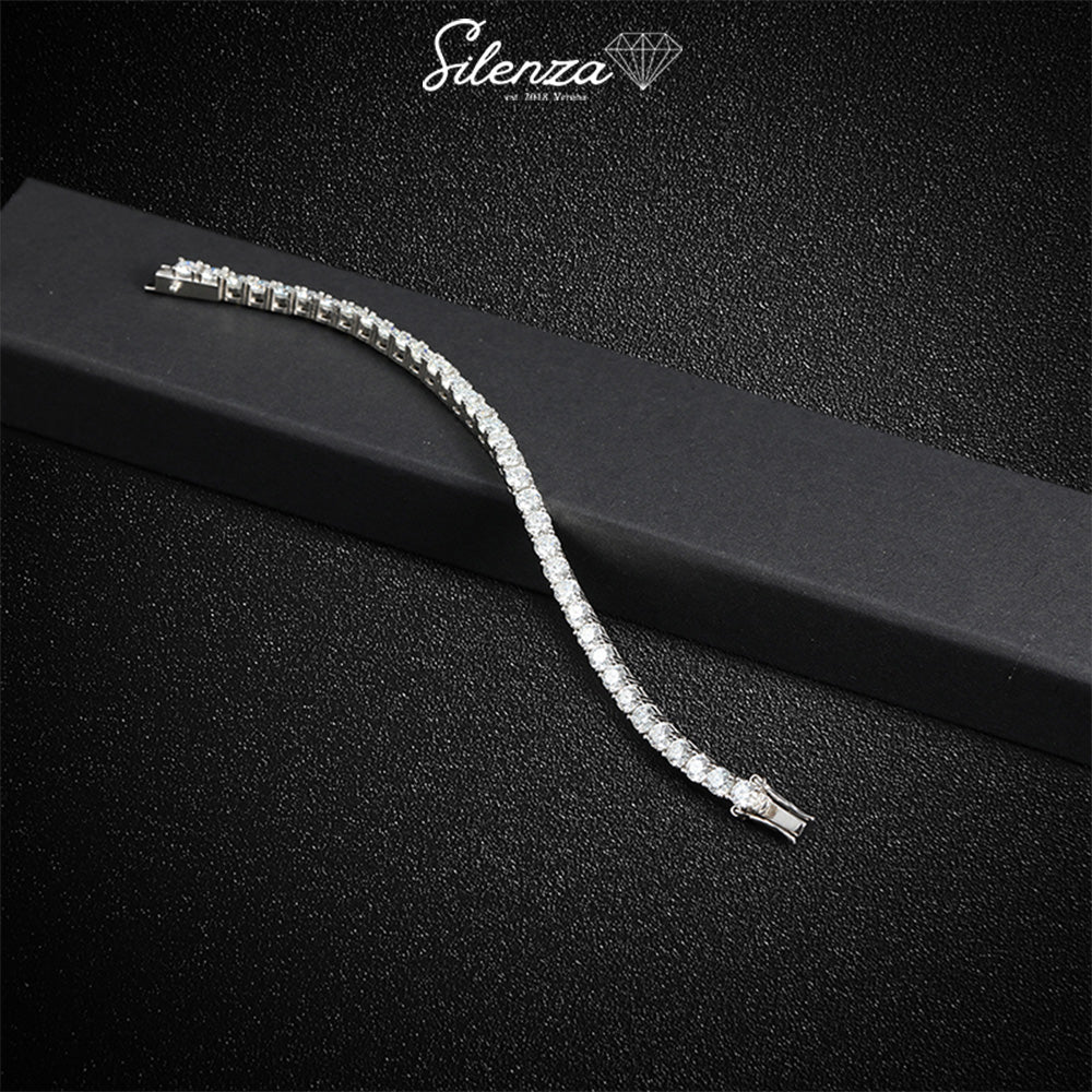 SILENZA™ - "CRYSTAL" Bracciale tennis Moissanite & Argento